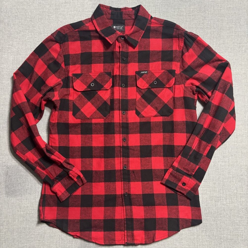 Matix Red & Black Plaid Flannel Shirt Sizes S,M,L,XL